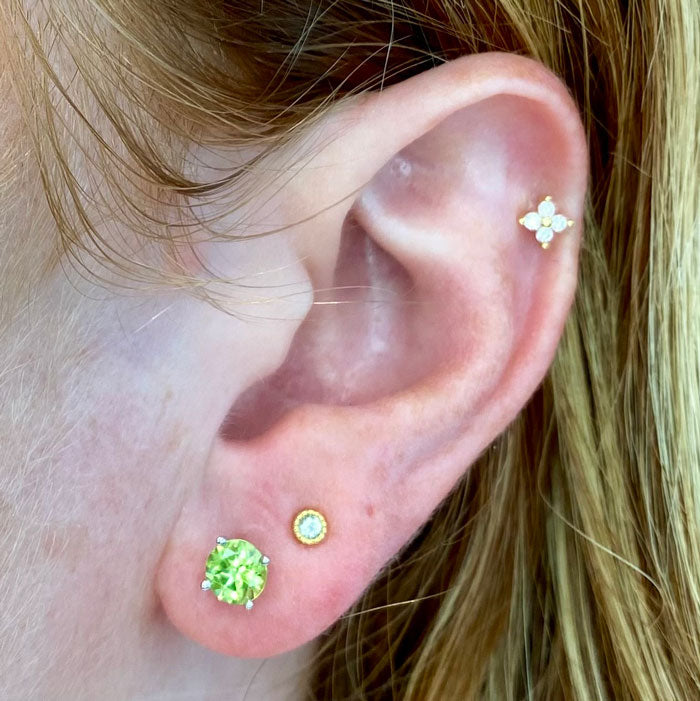 White Gold Peridot Studs