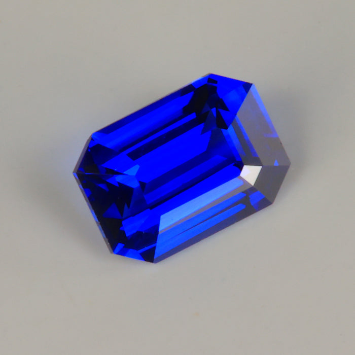 blue color emerald cut sapphire gemstone