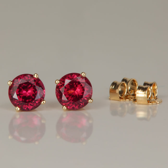 yellow gold rhodolite garnet gemstone earrings