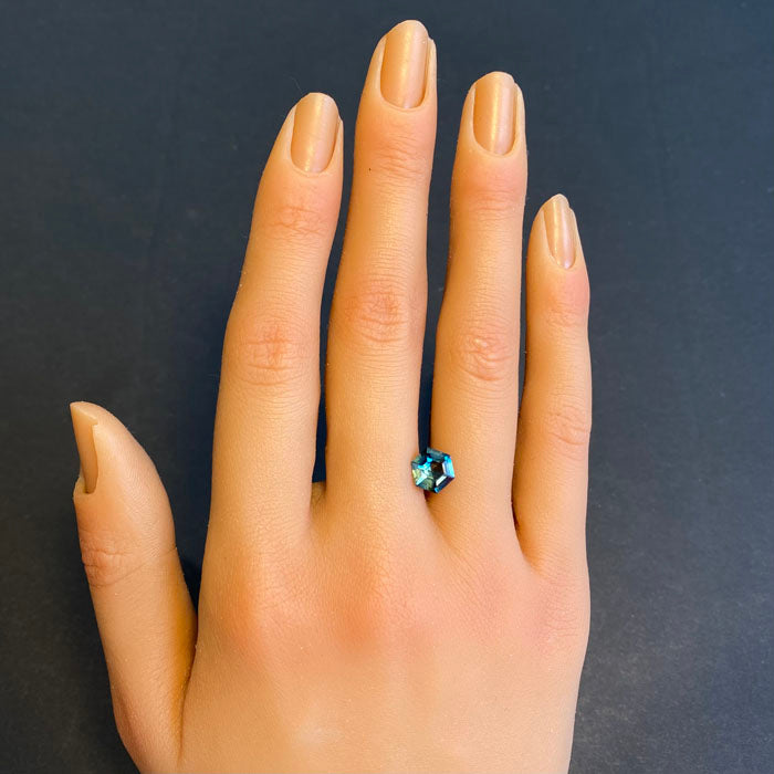 green yellow blue hexagon sapphire