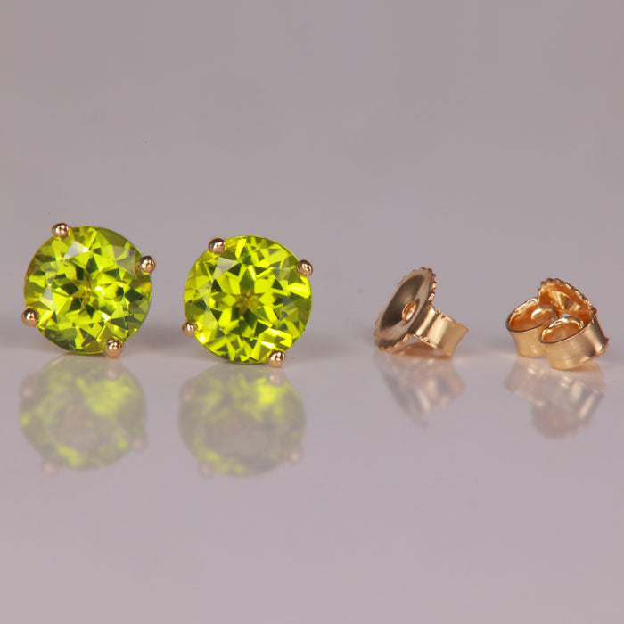 yellow gold green peridot gemstone earrings
