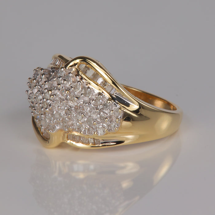 diamond cluster estate ring in yellow gold