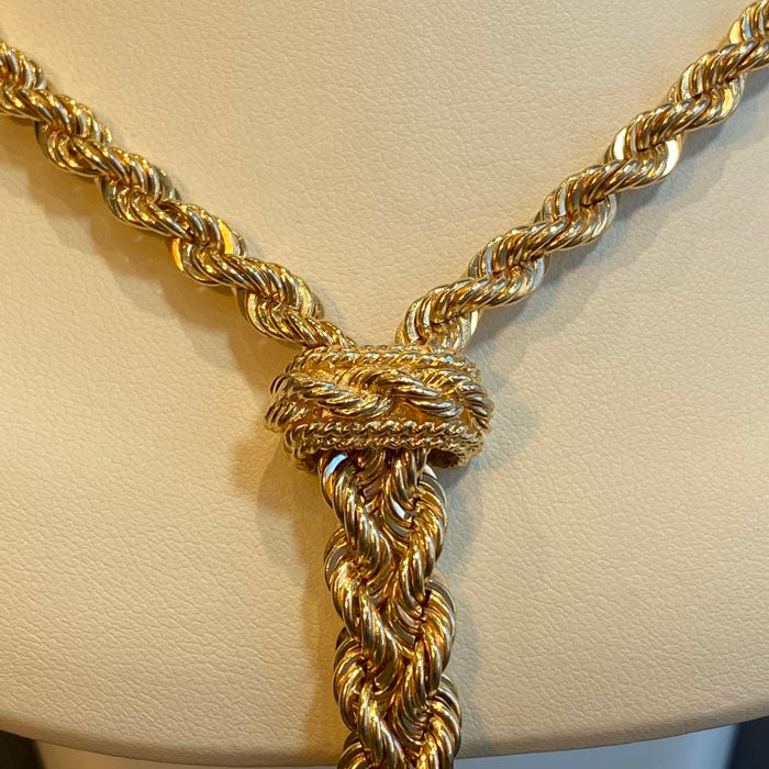 14k yellow gold y rope adjustable necklace