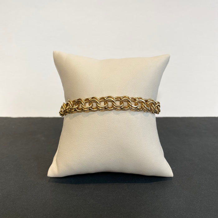 yellow gold twin cable link bracelet