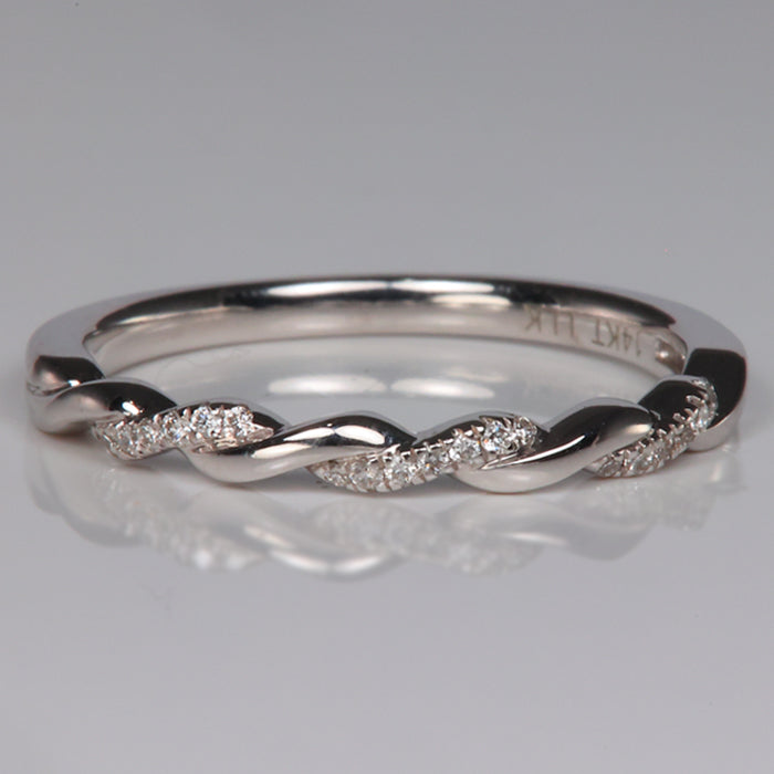 white gold diamond ring twist style