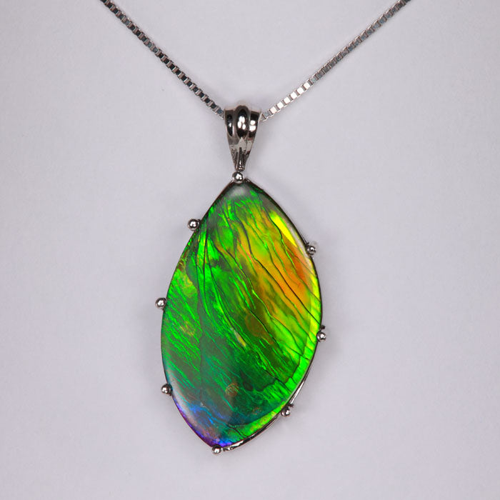freeform ammolite pendant fossil colorful gemstone