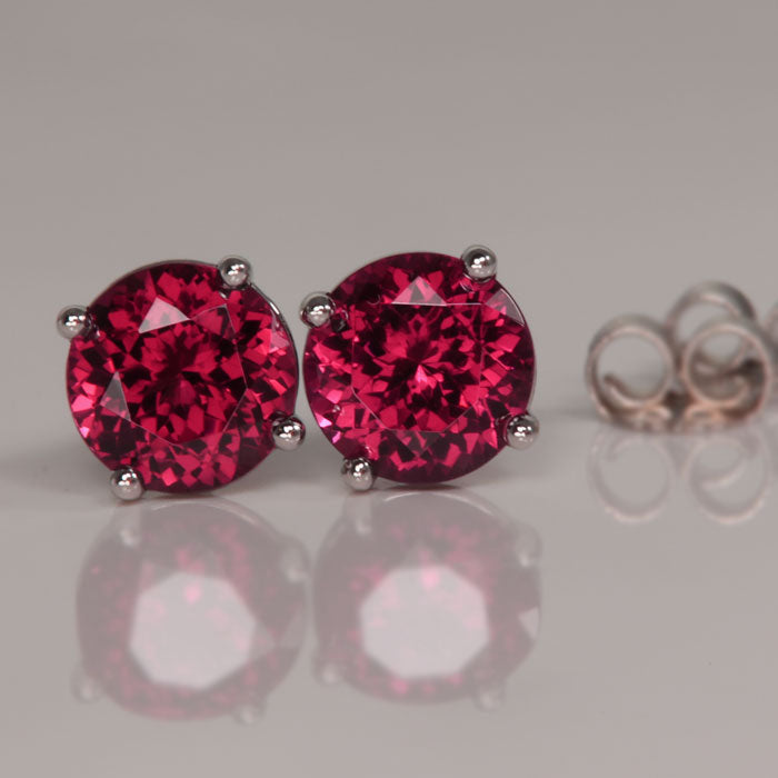 Rhodolite Garnet Round Earrings 2 carats