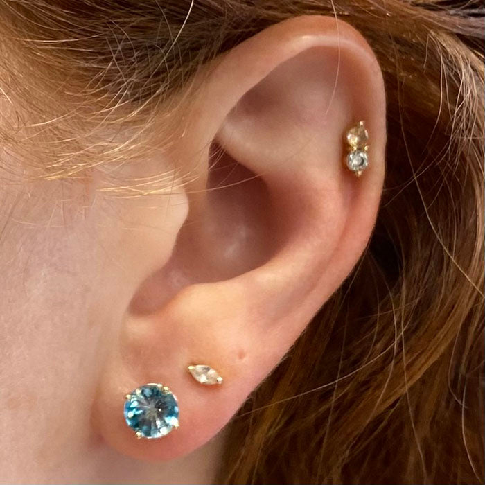 blue zircon stud earrings