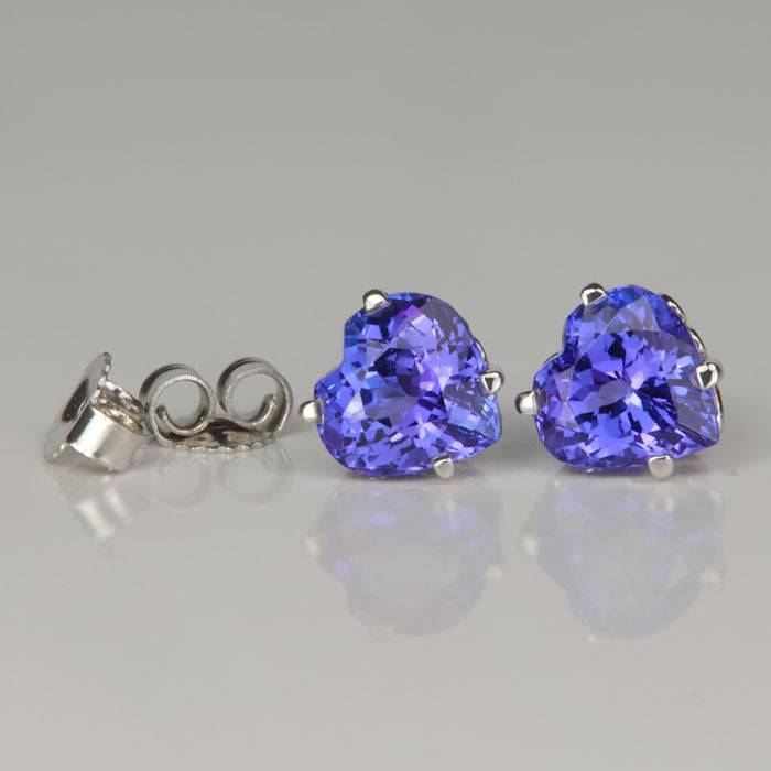 tanzanite gemstone heart shape stud earrings