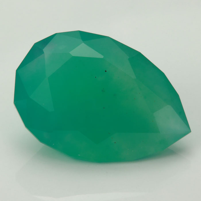 blue green pear shape chalcedony gemstone