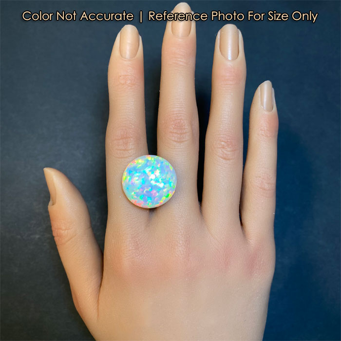 round opal gemstone size on a hand