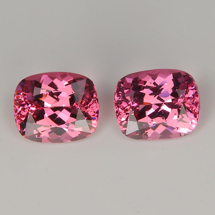 pink garnet gemstones pair antique cushion cut