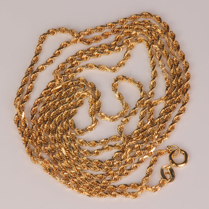 yellow gold estate rope chain
