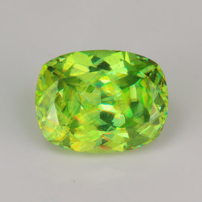 fine green antique cushion cut natural sphene gemstone
