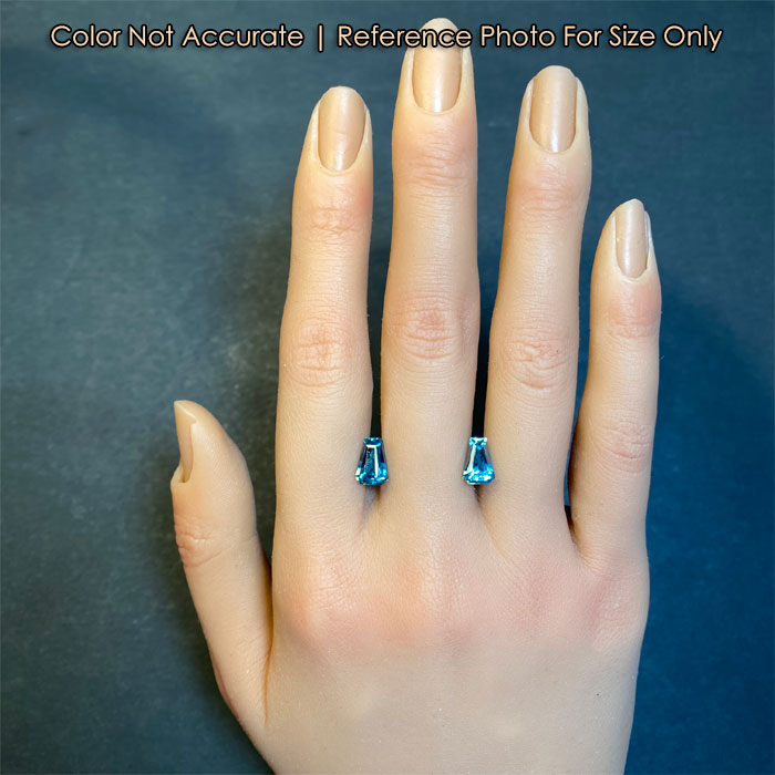 size of blue zircon gems pair on hand