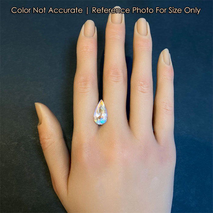rainbow color moonstone gem on hand