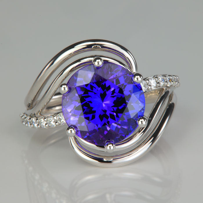 white gold diamond and tanzanite ring