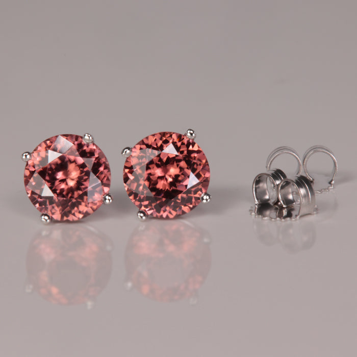 pink orange zircon stud earrings