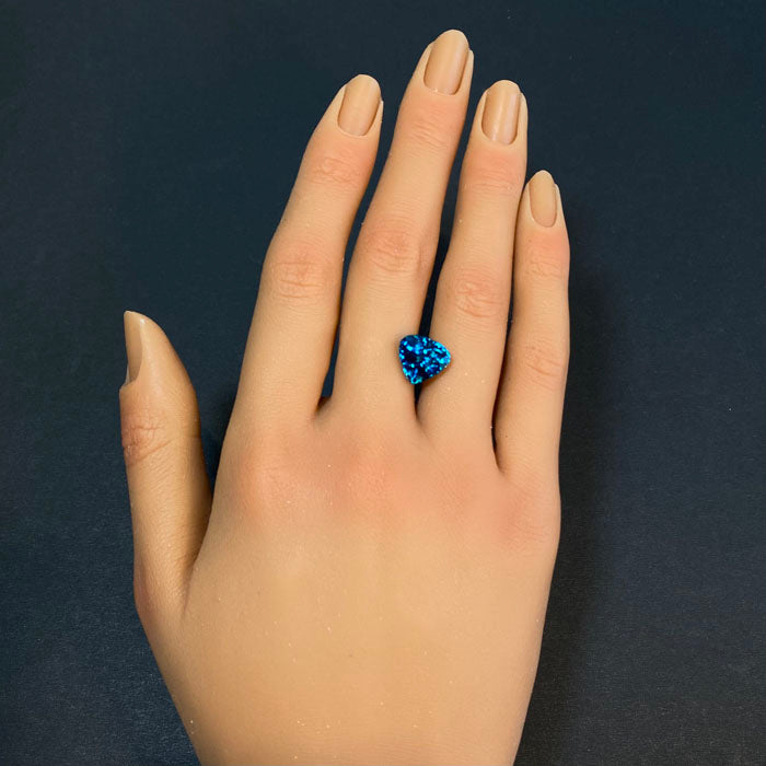 shield heart blue zircon gem