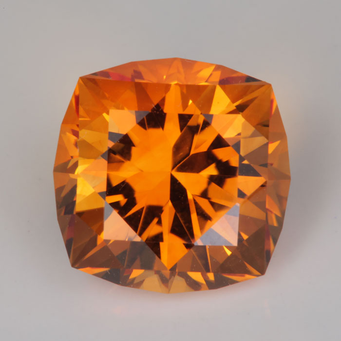 golden orange color square cushion cut citrine gemstone