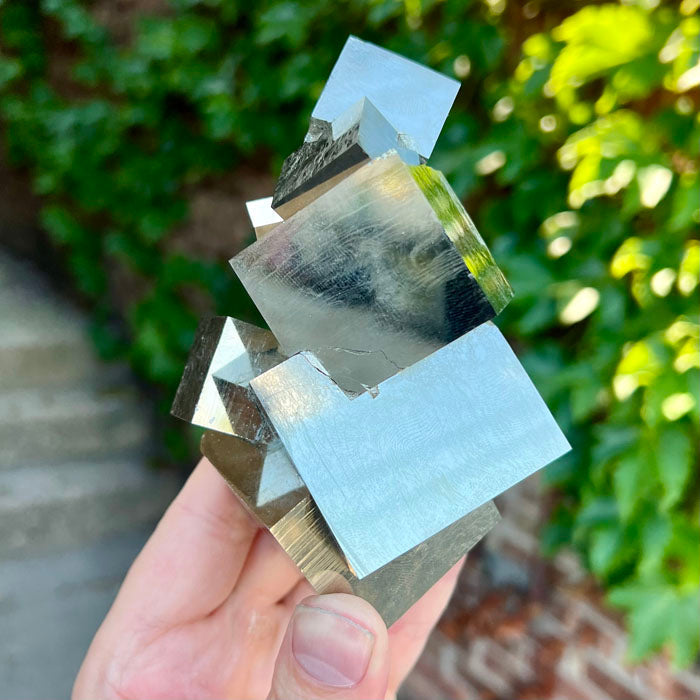 specimen of pyrite in hand