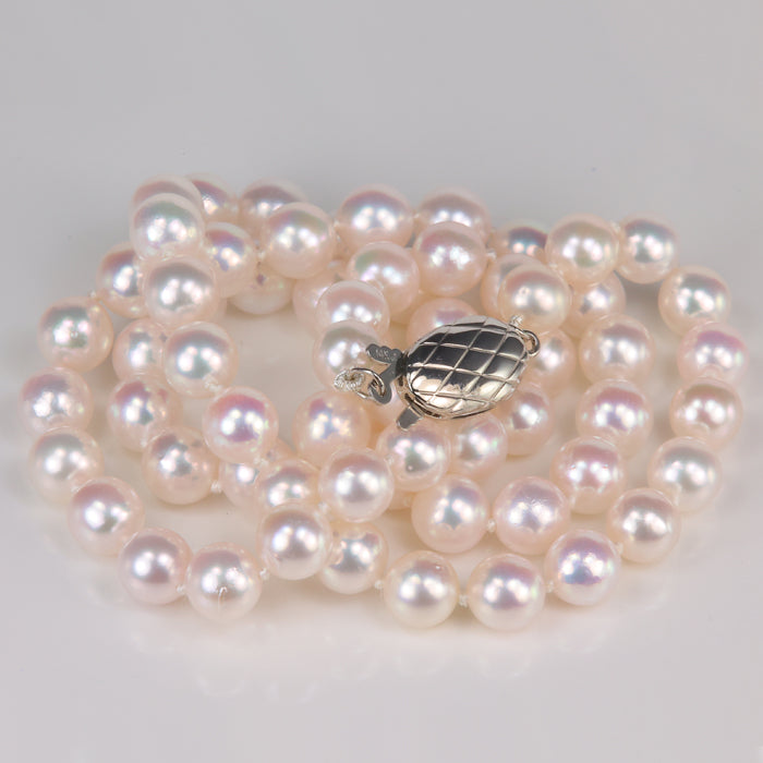 white gold and akoya pearl necklace