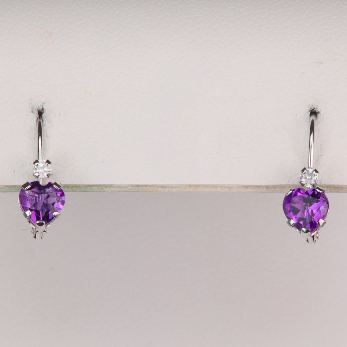 white gold amethyst and cubic zirconia earrings