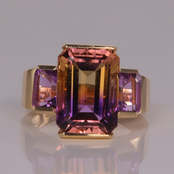 ametrine and amethyst estate ring yellow gold