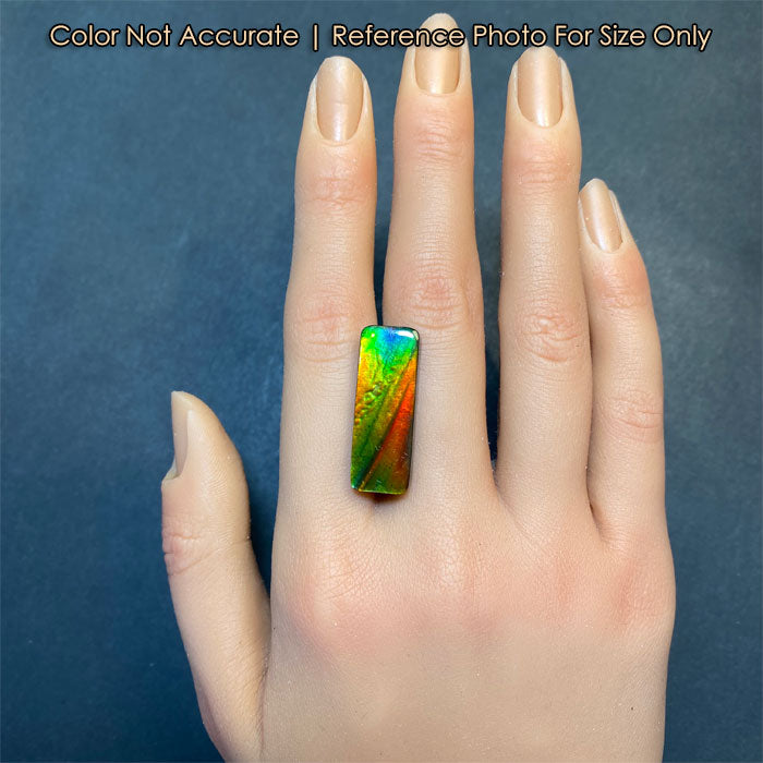 multicolor ammolite on hand