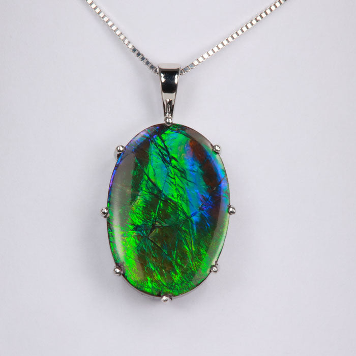 ammolite ammonite pendant white gold