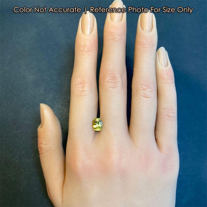 yellow color sapphire antique cushion cut size on hand