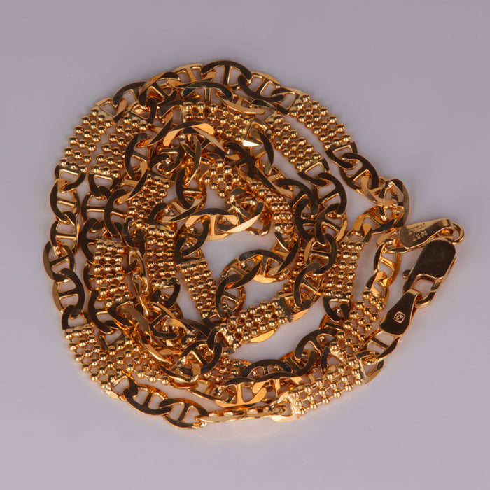 yellow gold bead and anchor style chain
