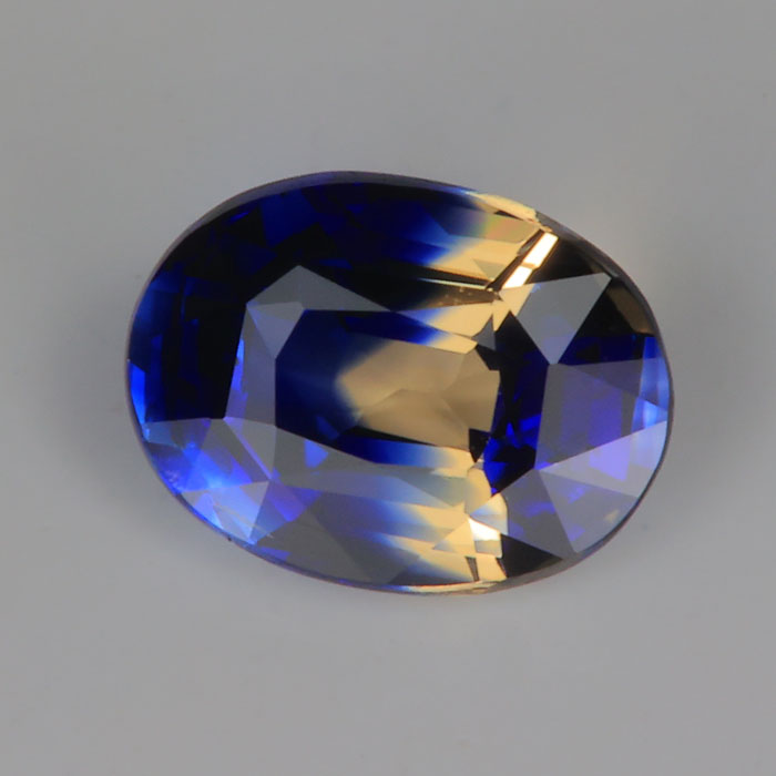 blue yellow bicolor sapphire gem oval cut rare