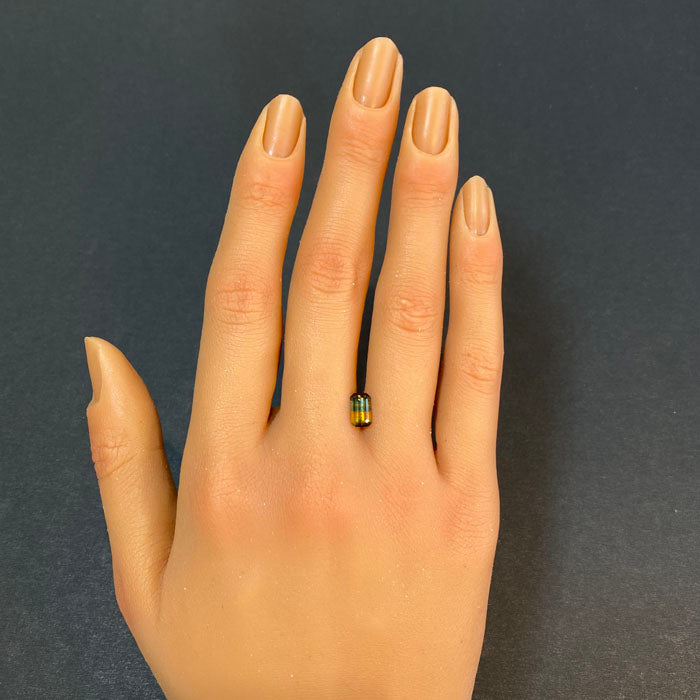 yellow green sapphire bicolor emerald cut