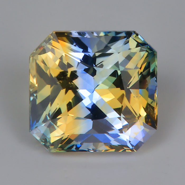 blue and yellow bicolor sapphire gemstone
