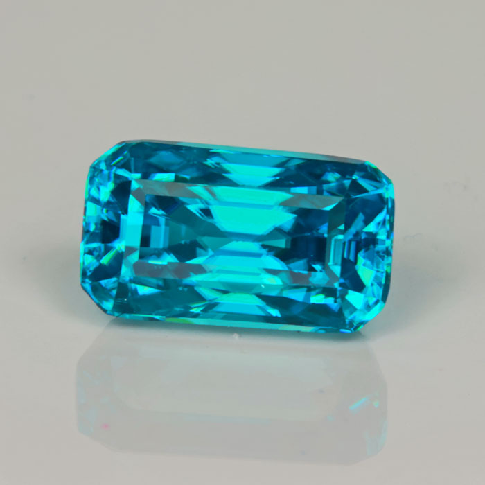 Blue Zircon Emerald Cut Gemstone Cambodia