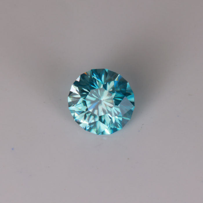 round brilliant cut blue zircon gemstone