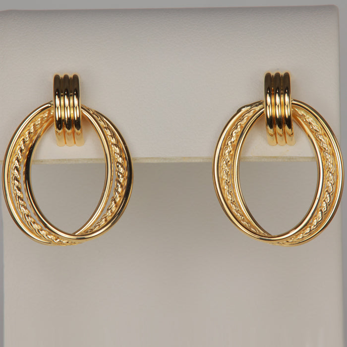 yellow gold estate earrings braided loops