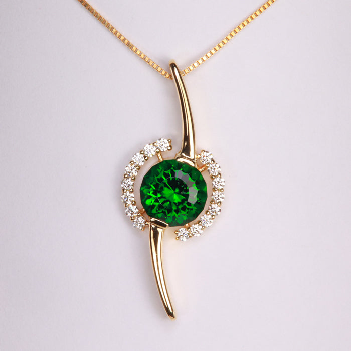 yellow gold tourmaline and diamond pendant