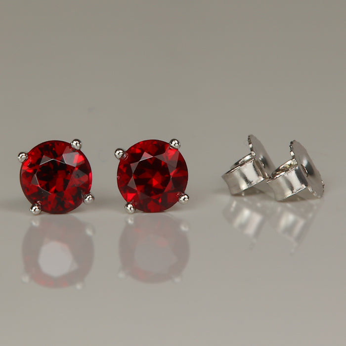 white gold chrome pyrope garnet earrings