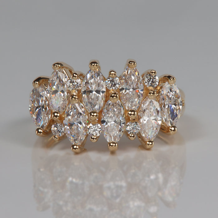 yellow gold and cz estate cluster ring