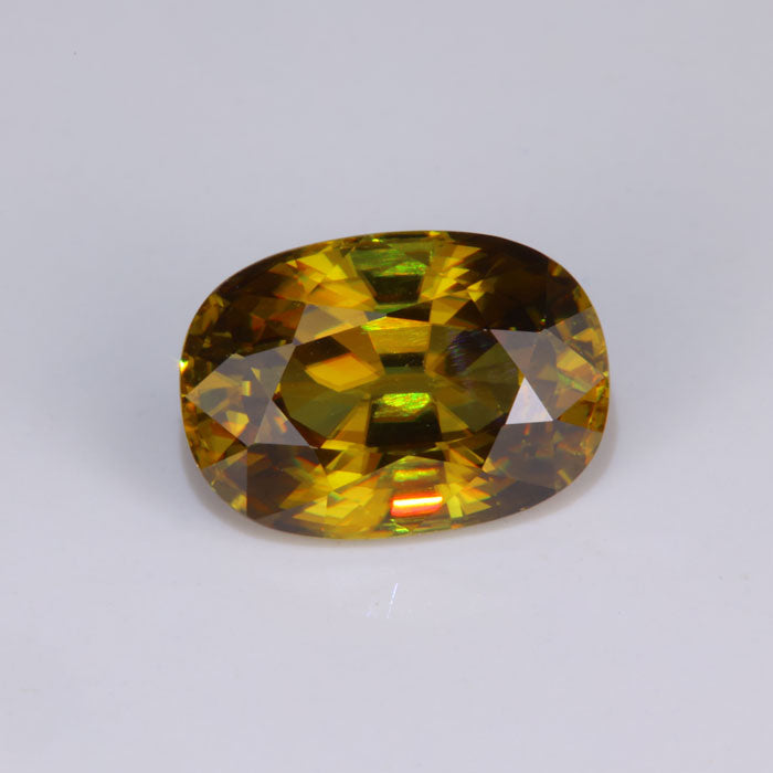 antique cushion sphene gemstone dispersive color
