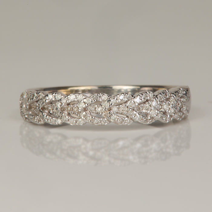 diamond stacking ring with braided look