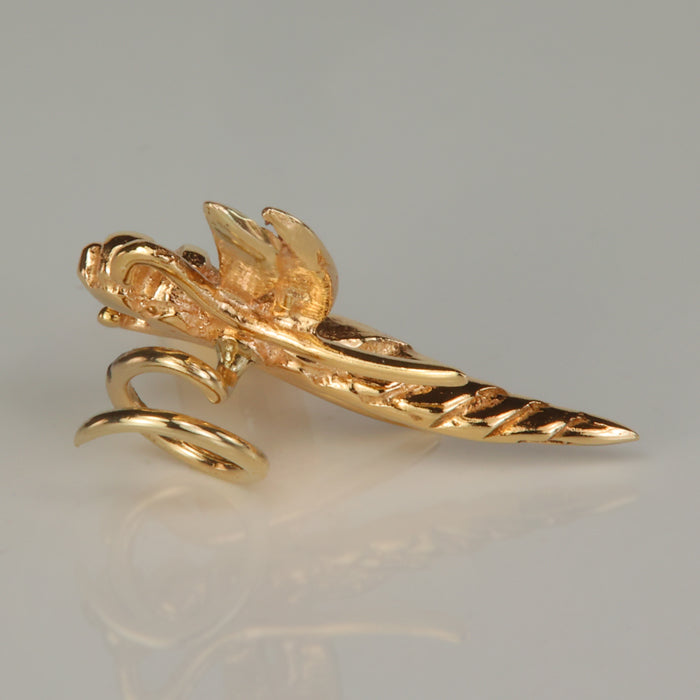 twist back lapel pin with dragonfly