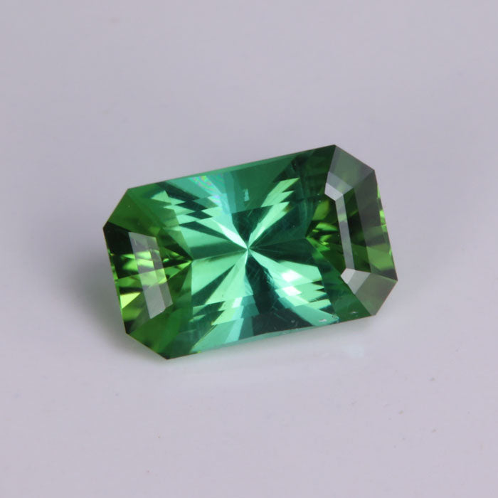 emerald cut tourmaline gemstone green color