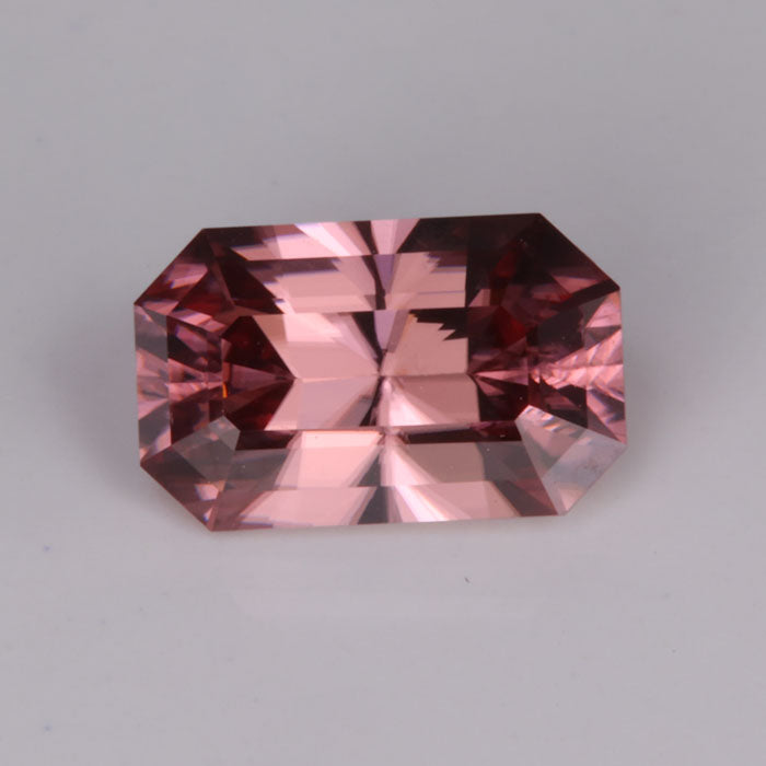 imperial zircon brownish pink emerald cut gem