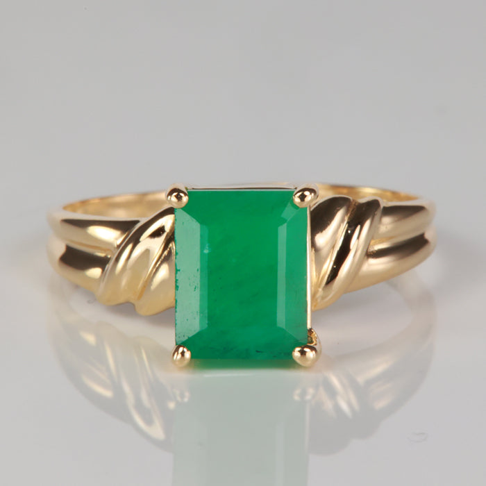 yellow gold emerald cut emerald estate vintage ring