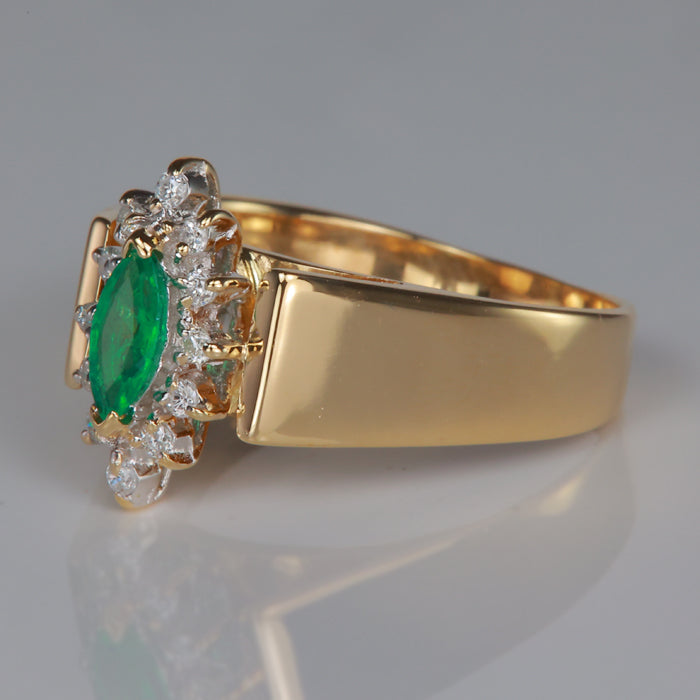 yellow gold emerald and diamond ring