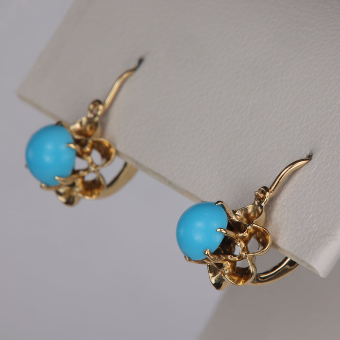 gold and faux turquoise earrings