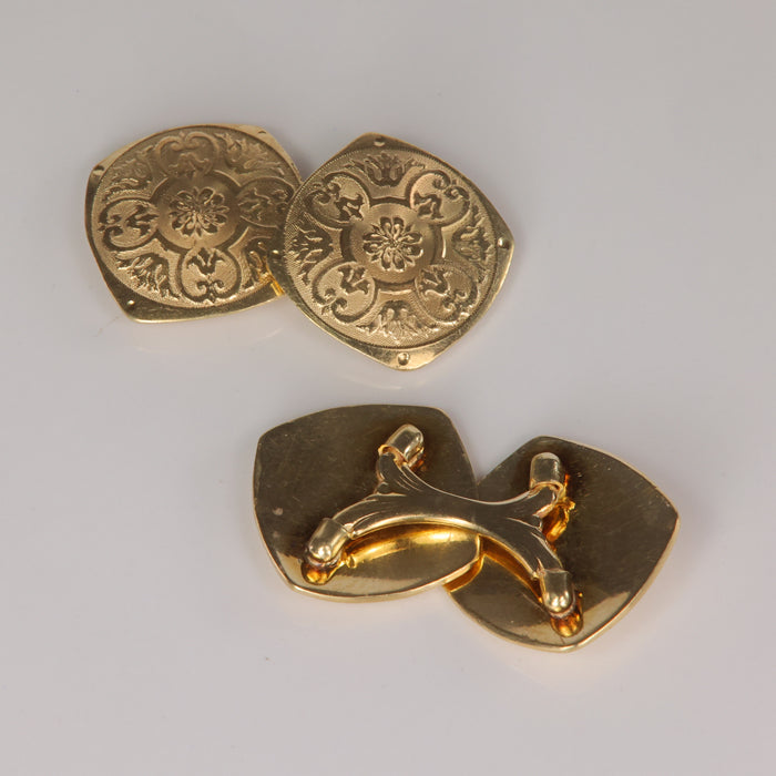 yellow gold cufflink pair